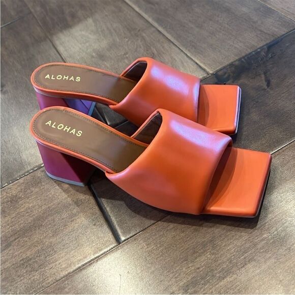 Anthropologie x Alohas Brushed Degradé Pink & Orange Leather Sandals EU 40 US 9 - Picture 5 of 7